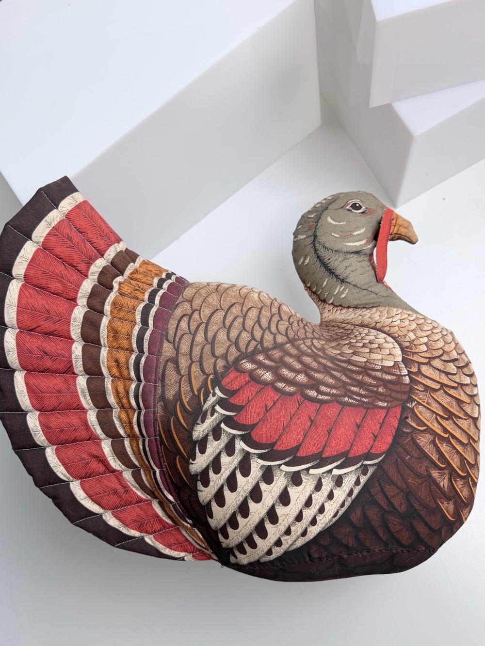 Vintage 1980's Handmade Tom Turkey Stuffed Plush Weighted Thanksgiving Decor - Picture 6 of 9
